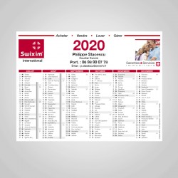 Calendrier A4 année 2020